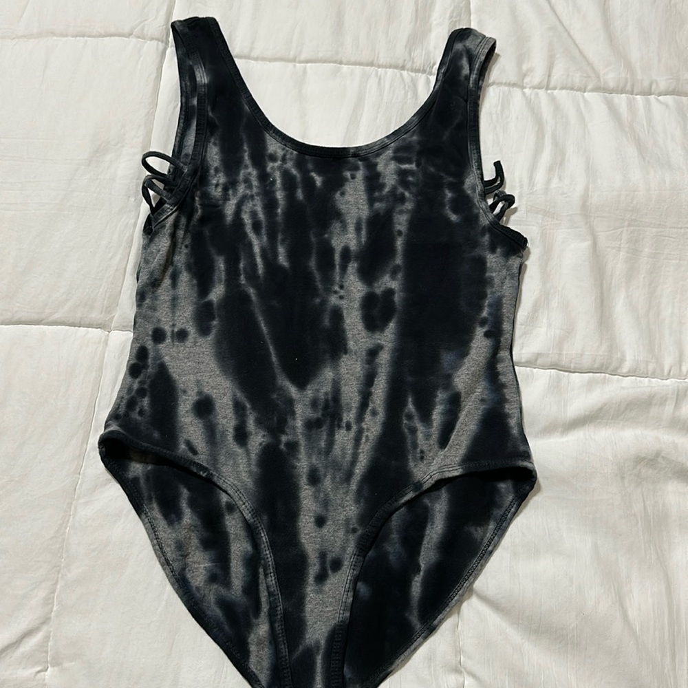 Black tie dye body suit